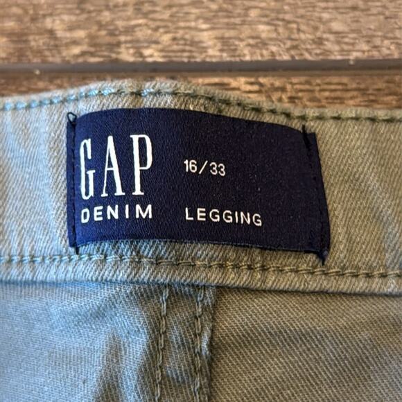 NWT Gap Mid Rise Stretch Skinny Green Denim Legging Size 16/33 - Picture 7 of 12